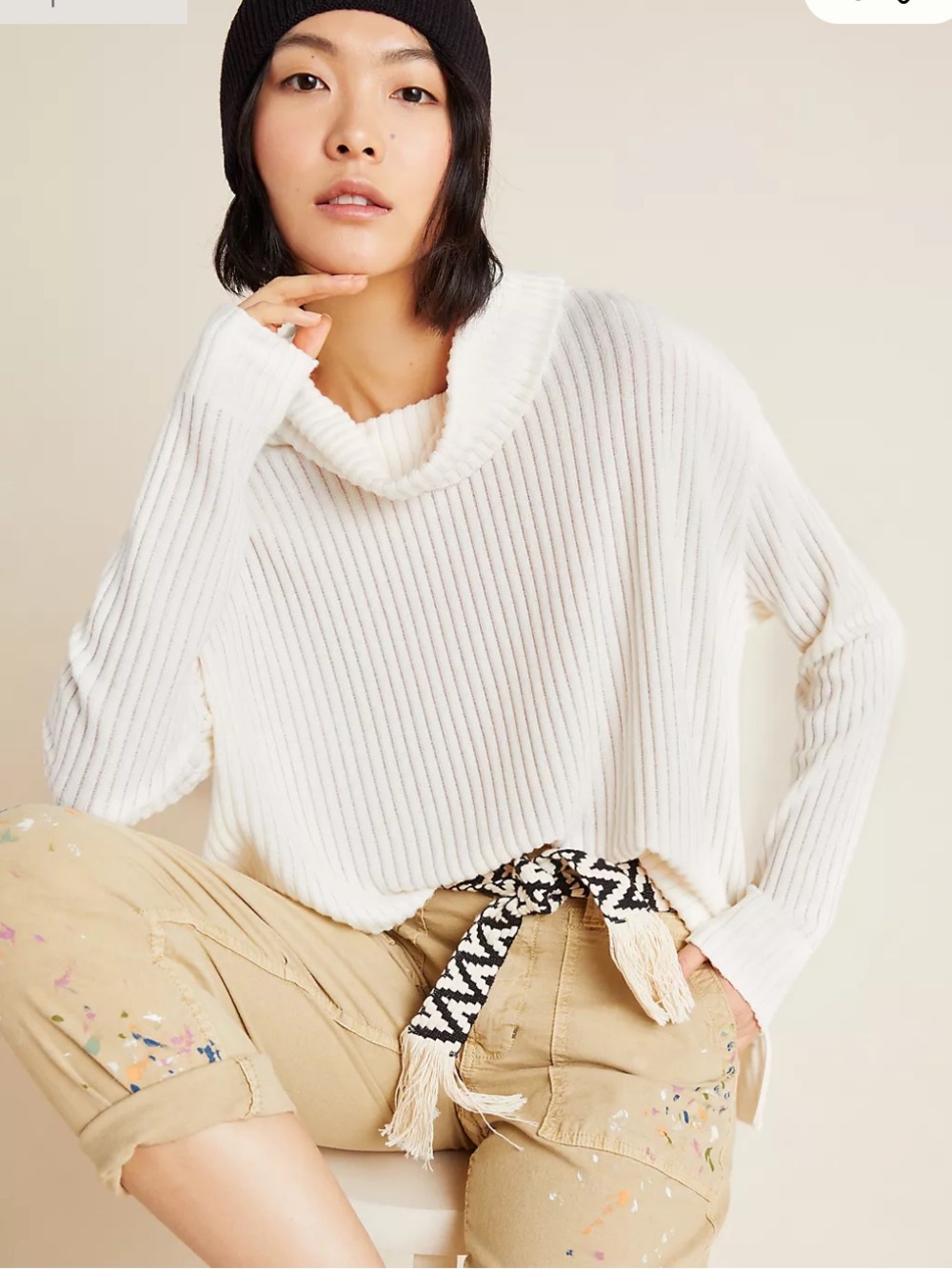 Anthropologie Maeve Vanna Cowl Neck Pullover Women’s S Ribbed Fall